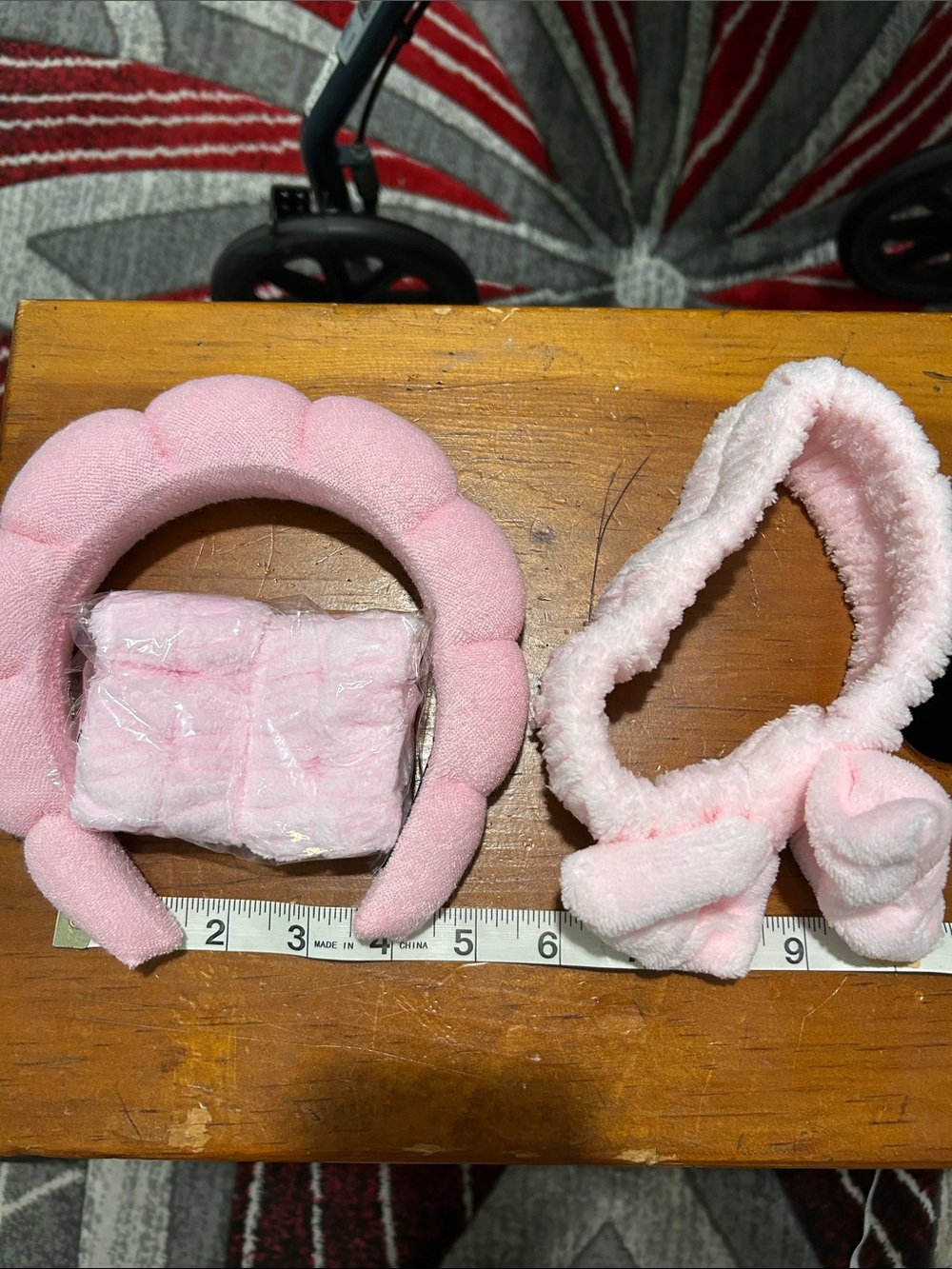 Plush Pink Headband and Bow Ear Wrap Set